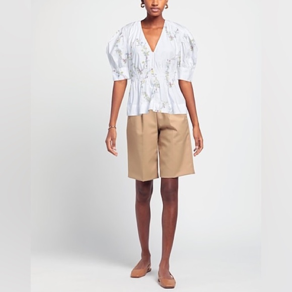 GANNI Oversized Cotton Poplin Short Sleeve Floral Top - Size 36/ Size 4-6 - Picture 6 of 9